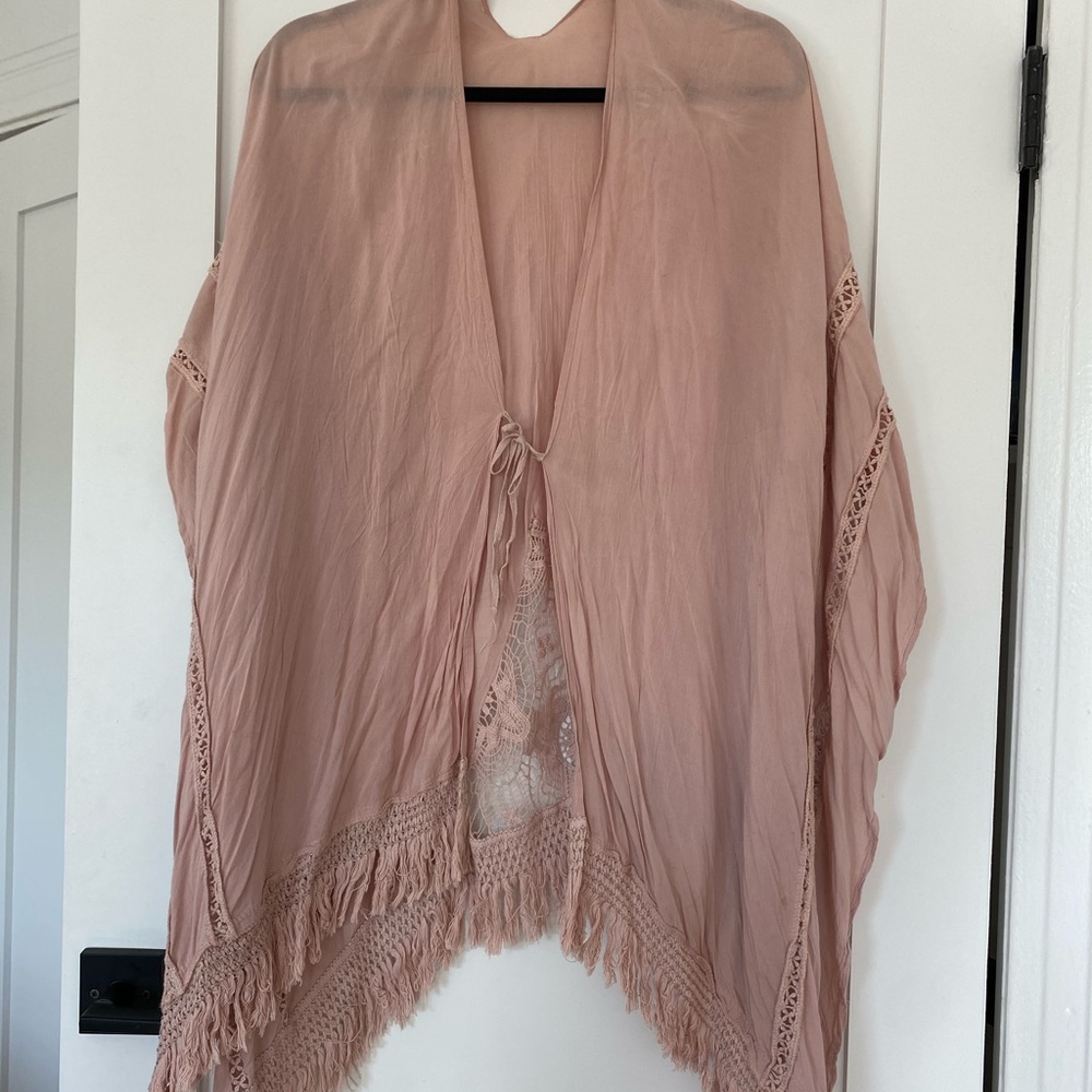 H&M light pink boho kimono
